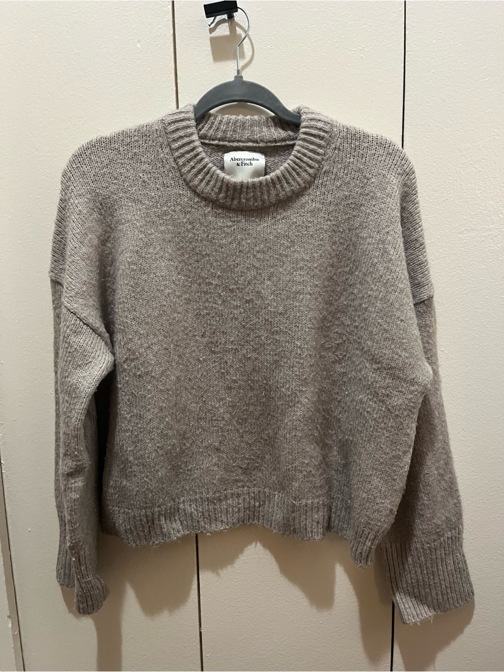 Abercrombie & Fitch Heather Taupe Madeline Crewneck Sweater